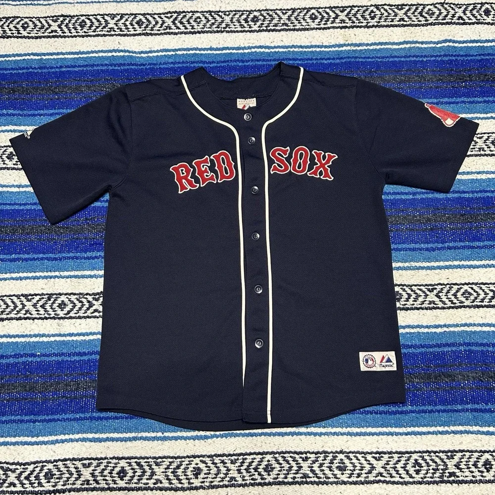 Vintage 90's Majestic MLB Boston Red Sox Alternate Navy Blue Jersey Size Medium